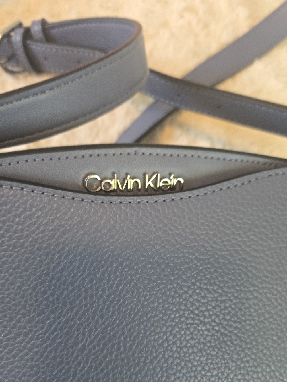 Calvin Klein Pebble Leather Crossbody Bag in Navy - Picture 2 of 9